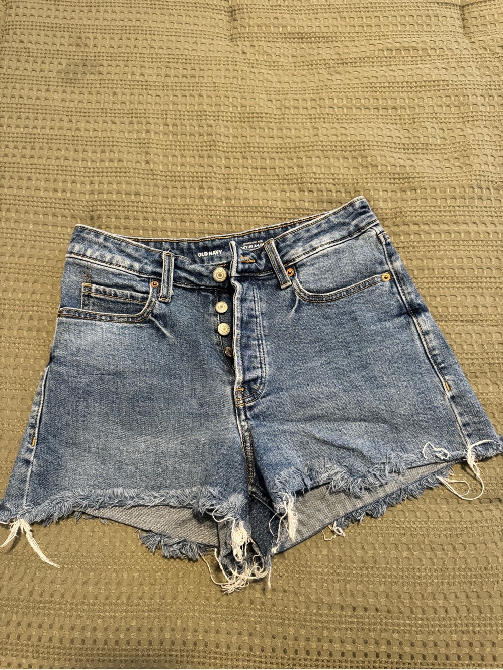 Old Navy Distressed High-Rise Denim Shorts - Light Blue